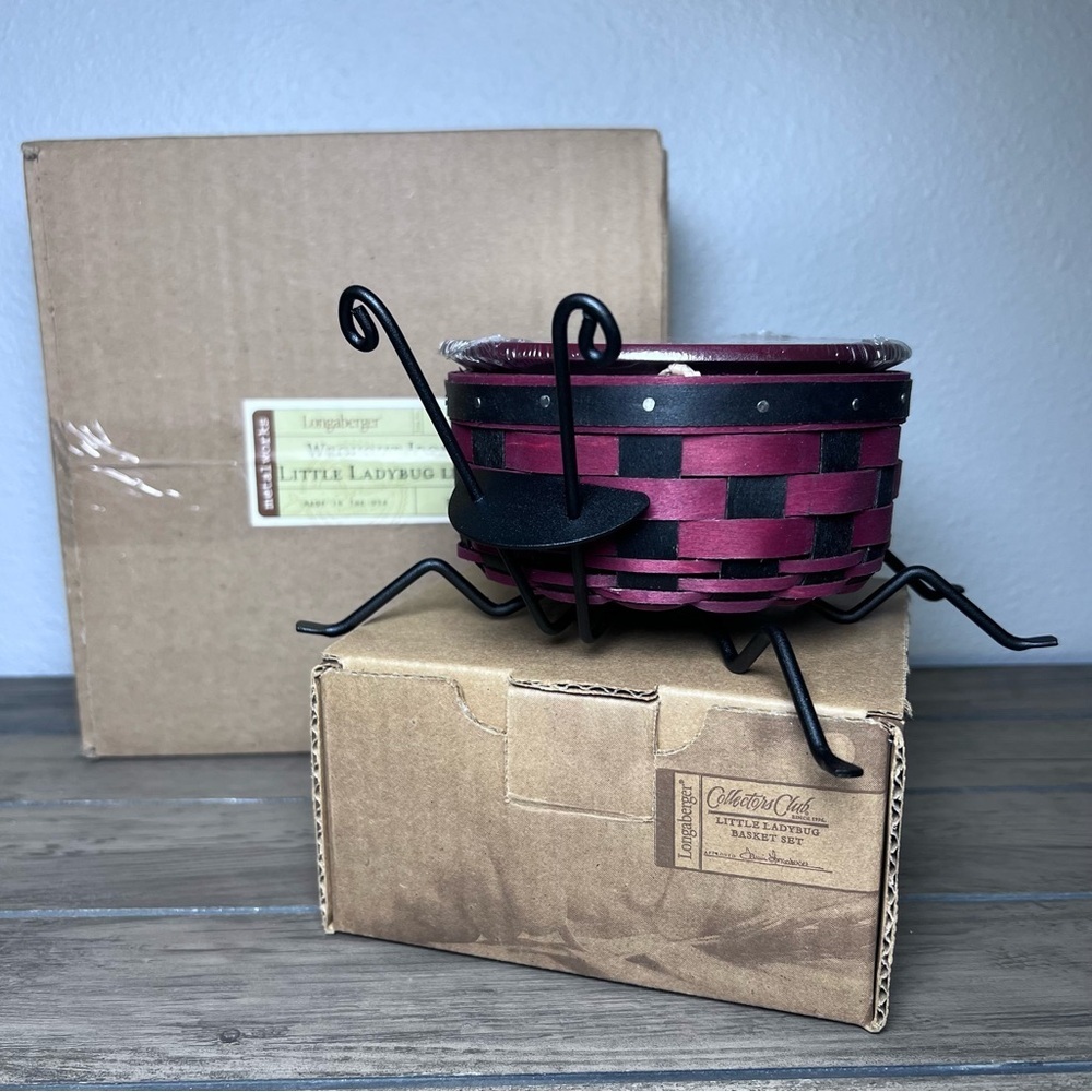 Longaberger NIB 2009 Collectors Club Little Ladybug Combo wrought iron‎ legs lid